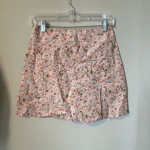 Pink floral mini skirt